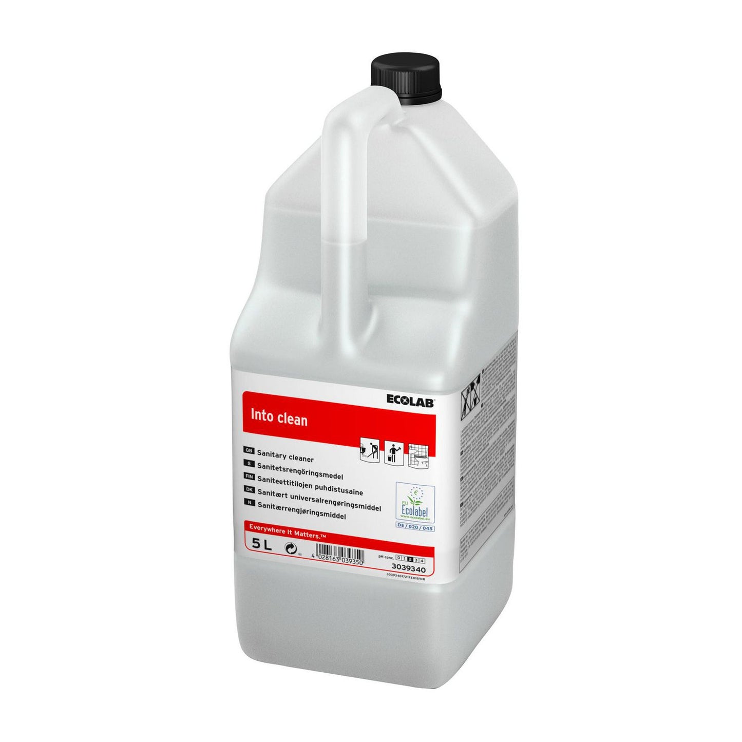 Sanitetsrengøring Surt Into Clean 5ltr Svanemærket uden Farve/Parfume,2 dnk x 5 ltr/krt