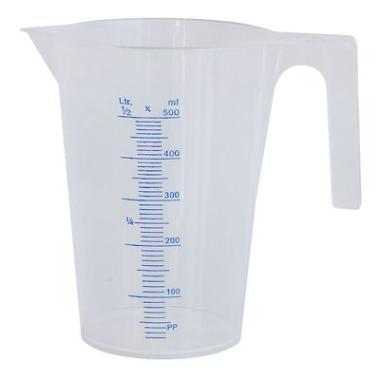 Målebæger 0.5 ltr Åben hank Blød plastik PP,1 stk