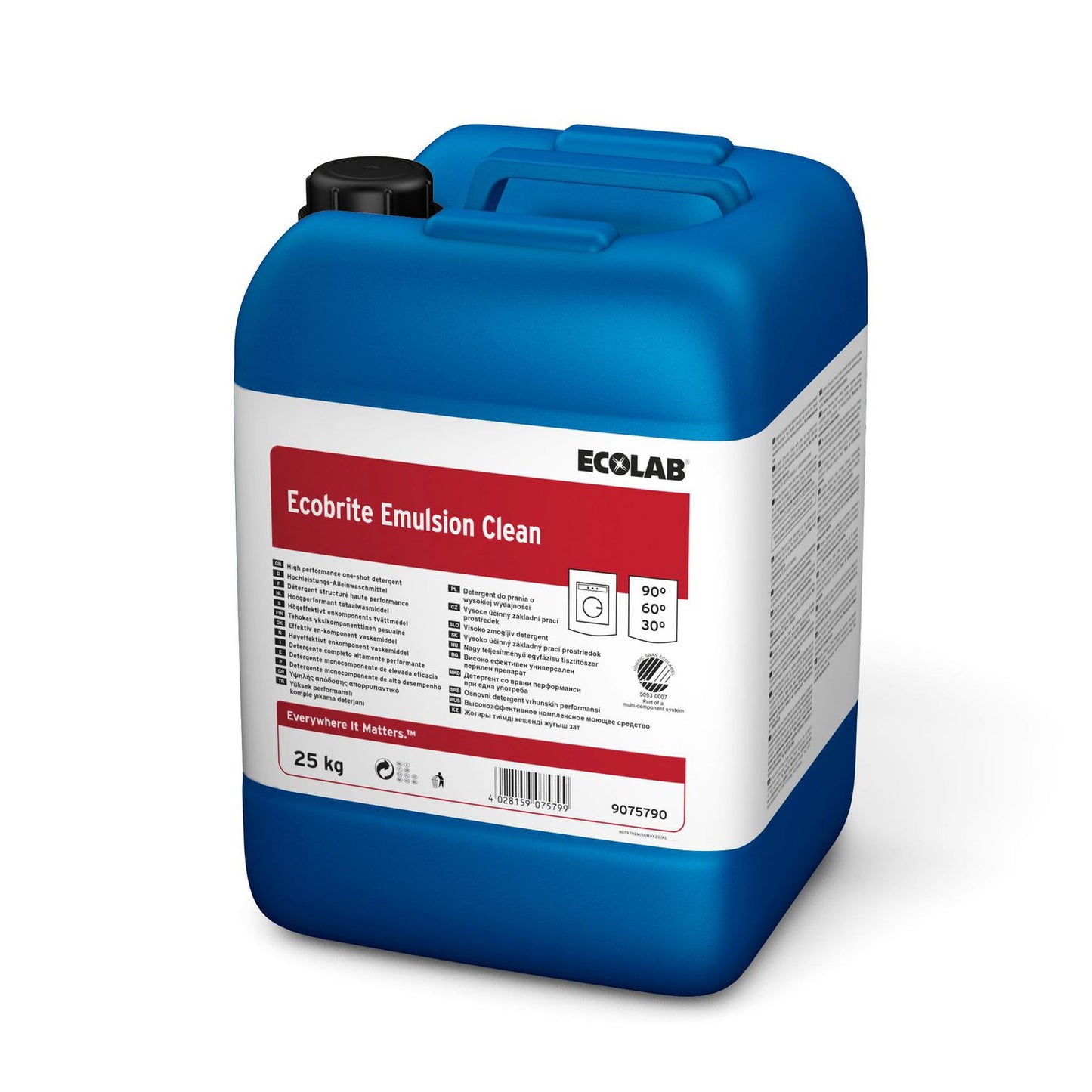 Tøjvask Flydende Ecobrite Emulsion Clean uden Parfume/Optisk hvidt 25 kg,25 Kg/dnk