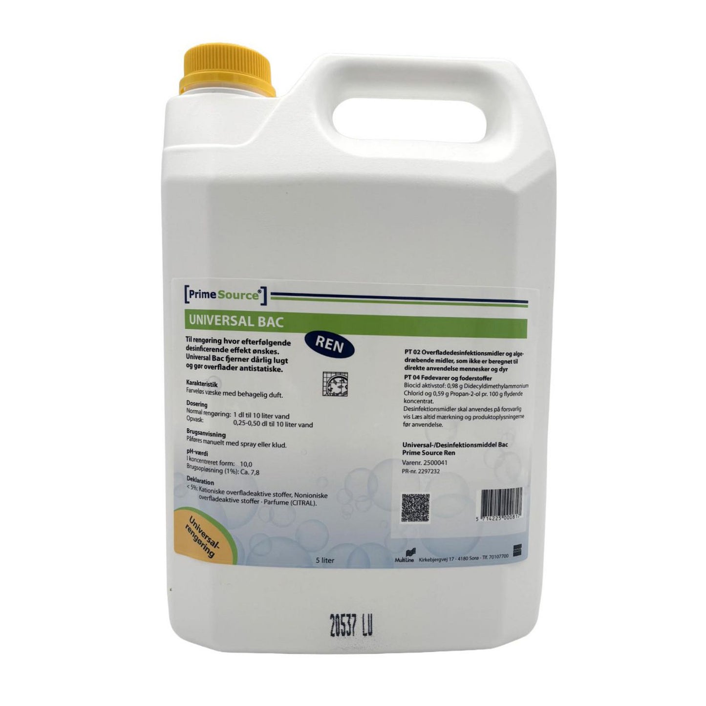 Rengøring/Desinfektion Prime Source Universal Bac 5ltr med Parfume uden Farve,5 ltr/dnk