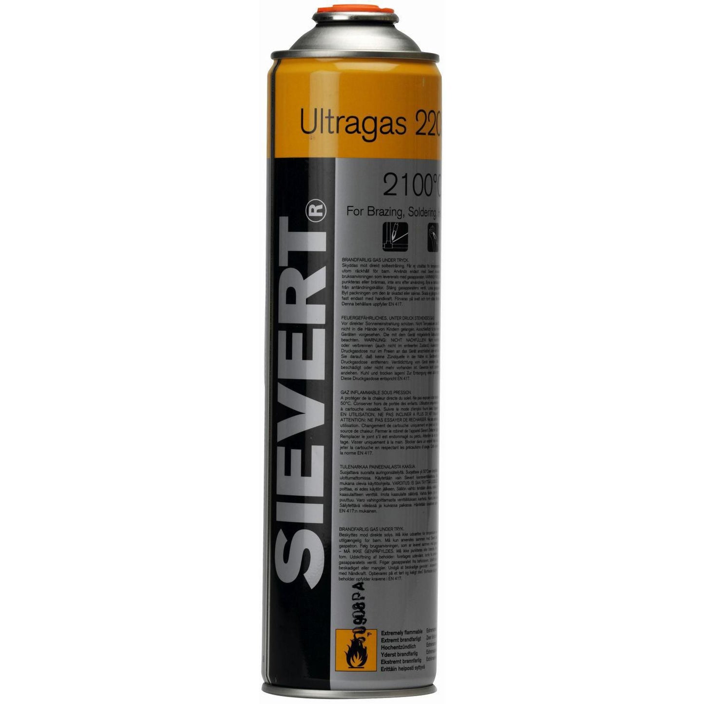Gasdåse Sievert 380ml 210 gr Ultragas Propan/Butan/propylen til Powerjet,210 gr/ds