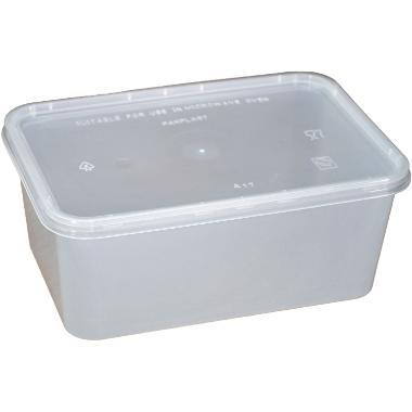 Plastbakke 1000 ml 120x175x70 mm Klar Nudelbakke til Microovn med Låg,250 stk/krt