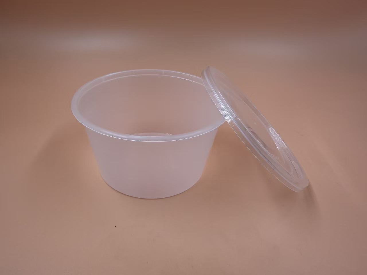 Plastbæger 450 ml 16 oz/64 mm Rund med låg PP Klar,250 Stk/Krt