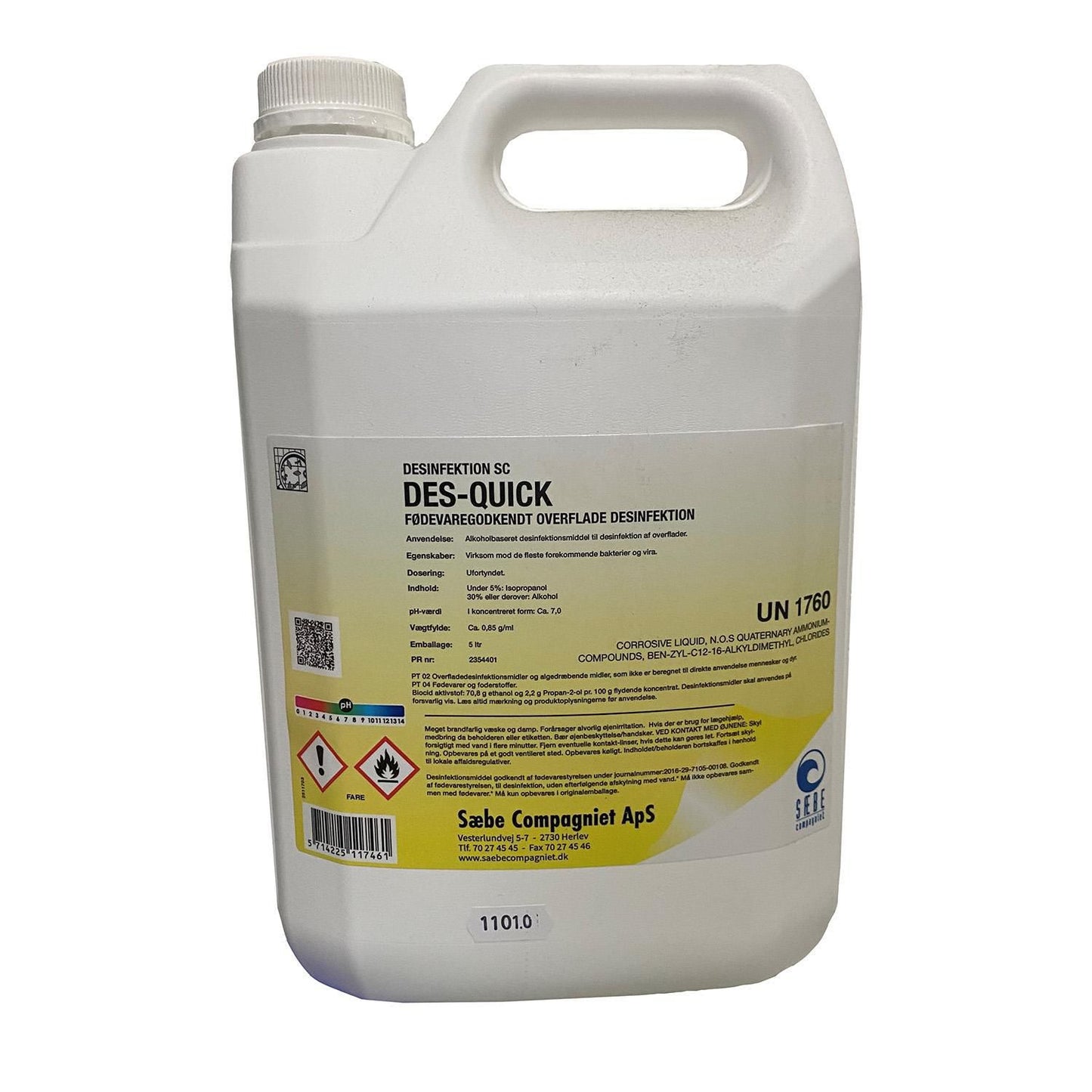 Desinfektion Flydende SC DES-Quick 5ltr Fødevaregodkendt til overflader,5 ltr/dnk