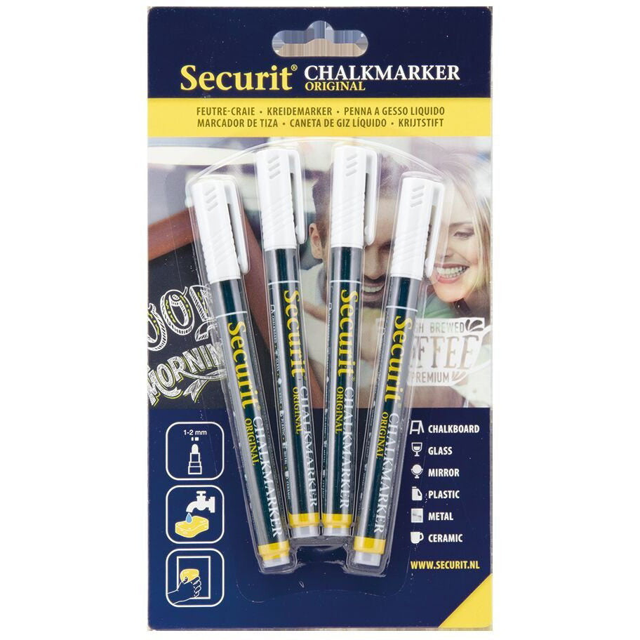 Securit kridtmarker 1-2mm 4stk