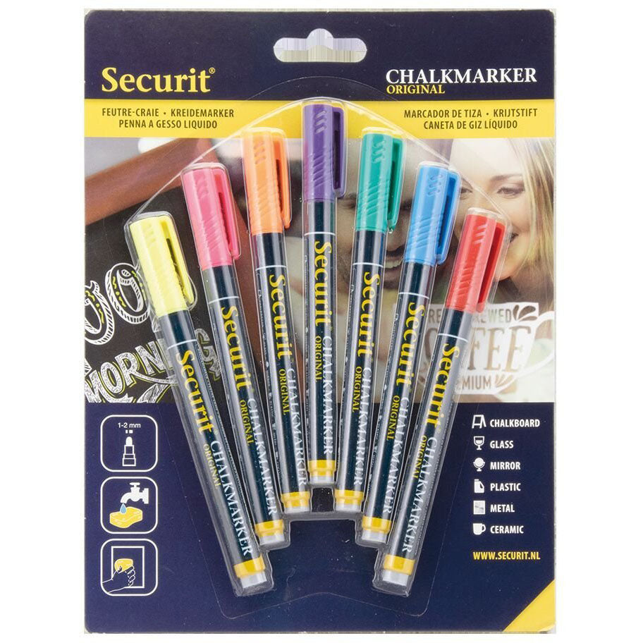 Securit kridtmarker 1-2mm 7 farver