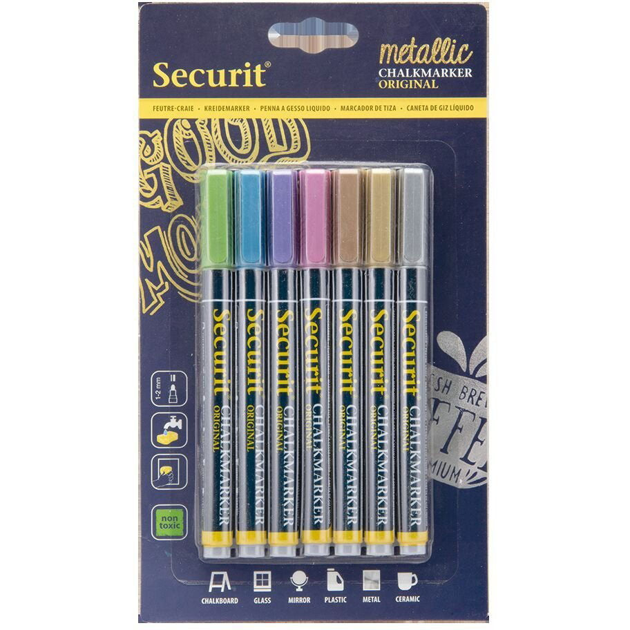 Securit kridtmarker 1-2mm 7 metalliske farver
