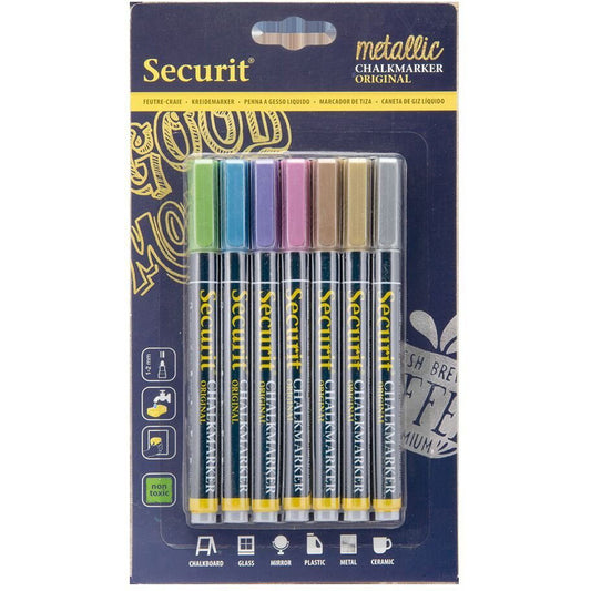 Securit kridtmarker 1-2mm 7 metalliske farver