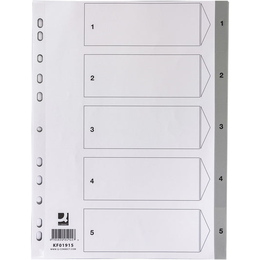 Q-connect register A4 med 5 tabs grå