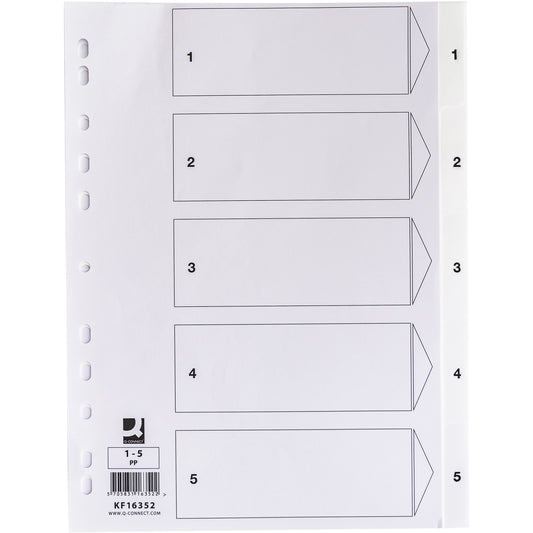 Q-connect register A4 5 tabs hvid