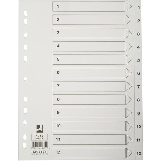 Q-connect register i A4 1-12 i karton i farven hvid