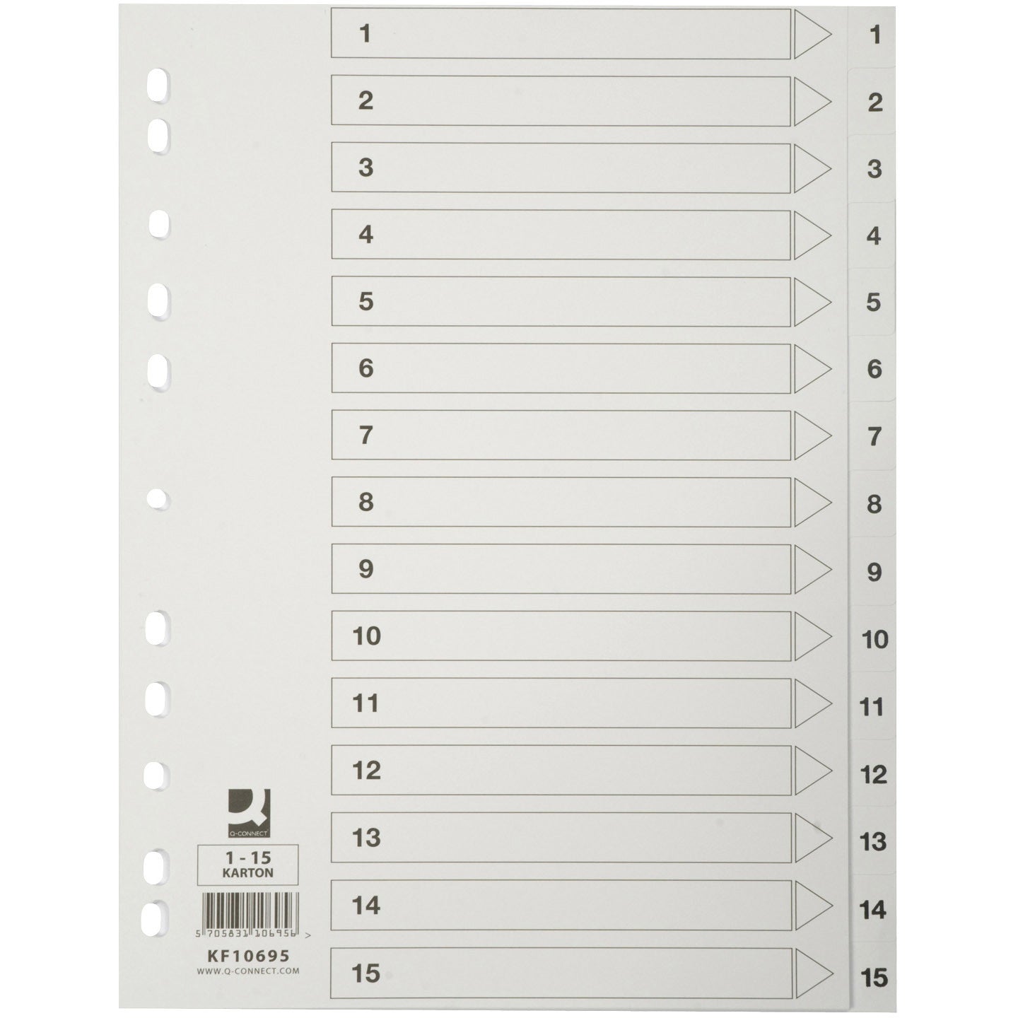 Q-connect register i A4 1-15 i karton i farven hvid