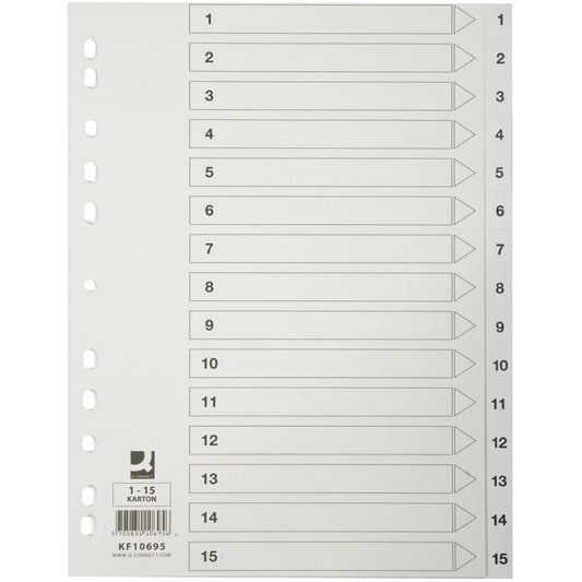 Q-connect register i A4 1-15 i karton i farven hvid