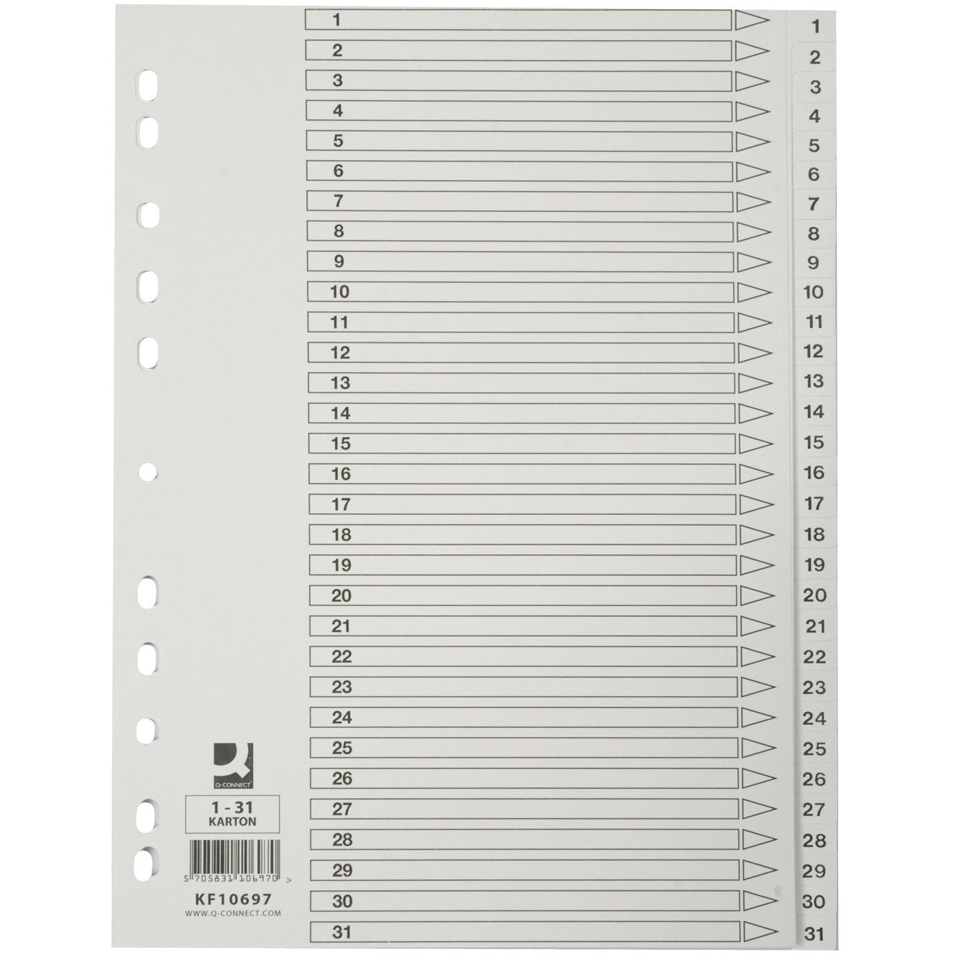 Q-connect register i A4 1-31 i karton i farven hvid