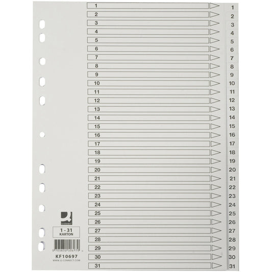 Q-connect register i A4 1-31 i karton i farven hvid