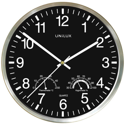 Unilux Wetty Ø30 cm vægur sølv/sort