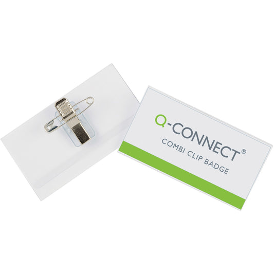 Q-connect 40x75 mm kongresmærker med nål og clips 50 stk
