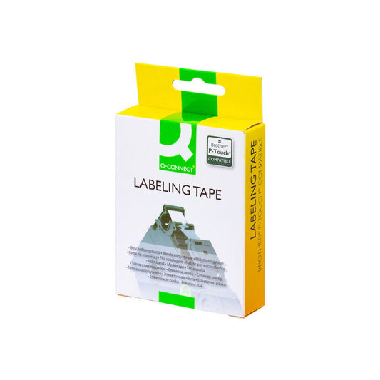 Q-connect TZe-tape 12mmx8m sort/rød