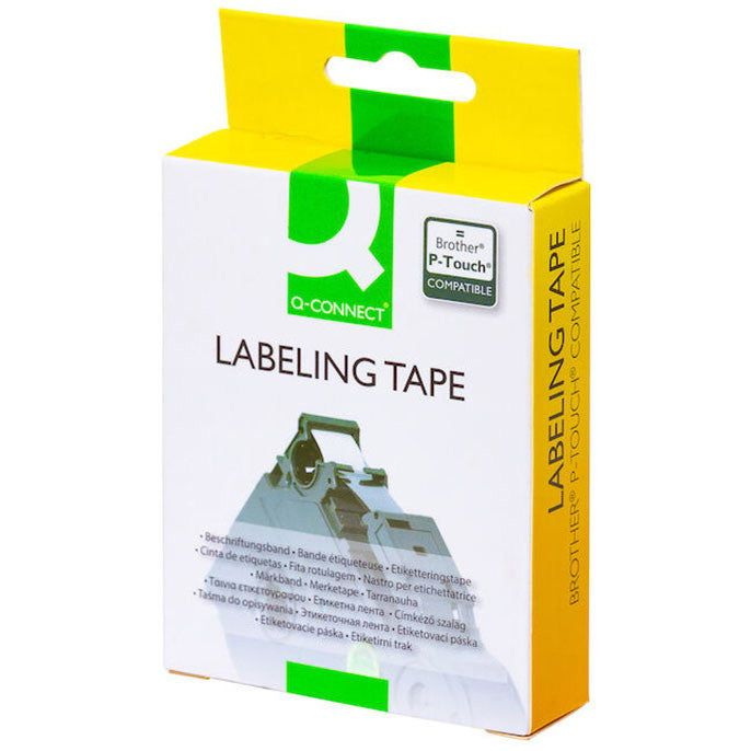Q-connect TZe-tape 36mm x 8m sort/gul