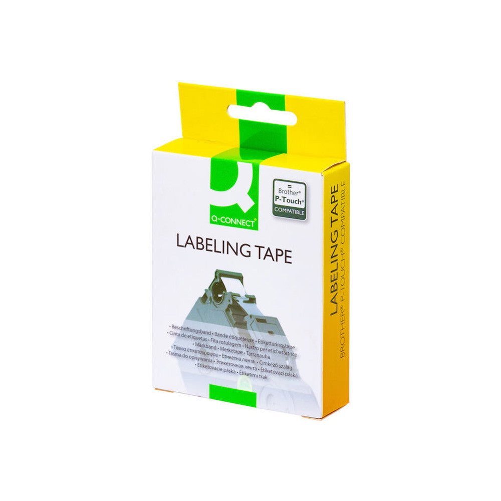 Q-connect TZe-tape 18mmx8m sort/rød