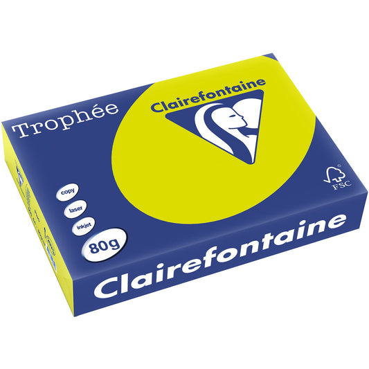 Trophee A4 kopipapir 80g fluo grøn 500ark