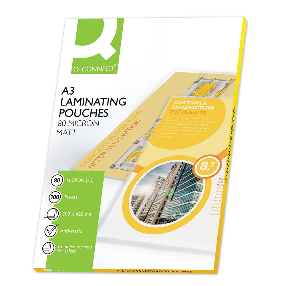 Q-connect A3 lamineringslomme 80mic 100ark