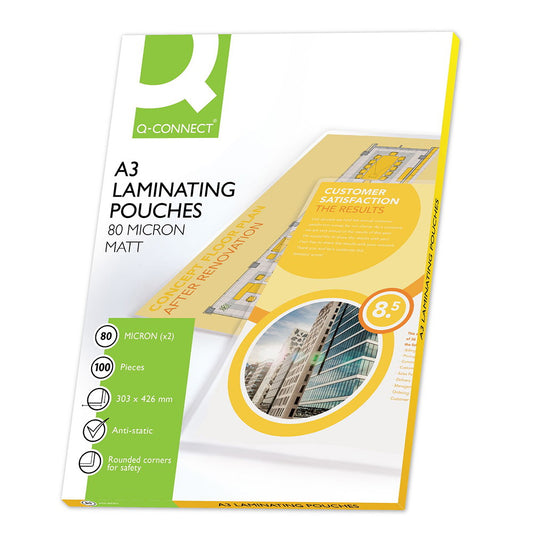 Q-connect A3 lamineringslomme 80mic 100ark