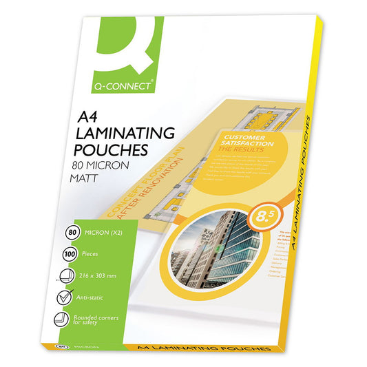 Q-connect lamineringslomme A4 80mic mat 100ark
