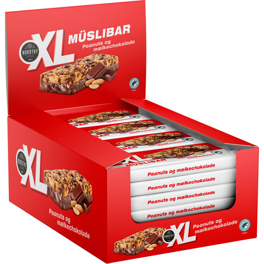 🥜 Nordthy XL Müslibars Peanuts & Mælkechokolade 24stk