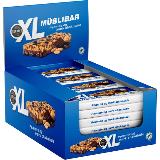 🥜 Nordthy XL Müslibar Peanuts & Mørk Chokolade 24 stk