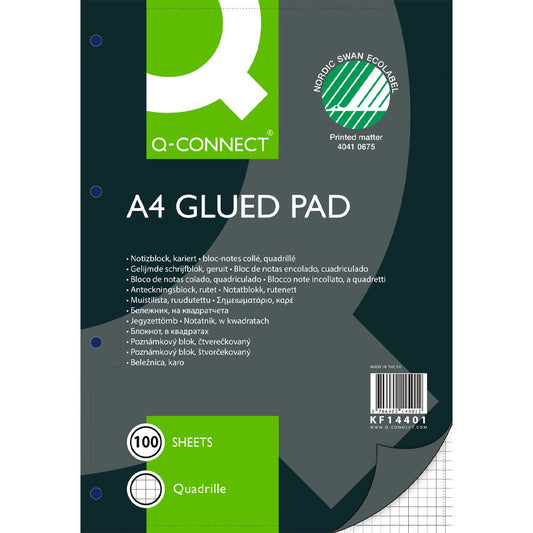 Q-connect standardblokke 60g A4 kvadreret 4 huller