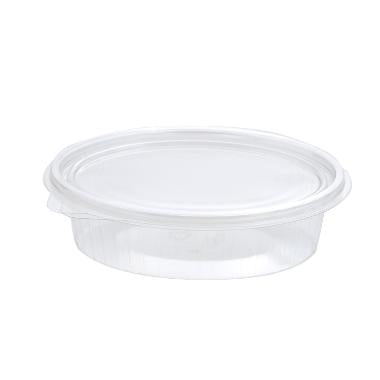 Salatbakke Clearshow 150 ml 150x112x31 mm oval Hængslet låg RPET Klar,16 pk x 50 stk/krt