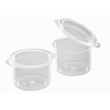 Dressingbæger sojabæger 15 ml Ø20x20 mm Hængslet låg PP Klar,250 stk/ps