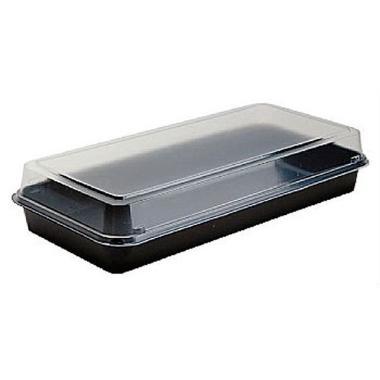 Plastbakke Lunchbox 1-rum 270x135x54 mm PS Sort/Klar,160 stk/krt