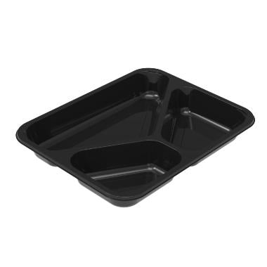 Bakke 3-rum 2227-3A CPET 150/210/400ml 227x178x30mm Sort,492 stk/krt