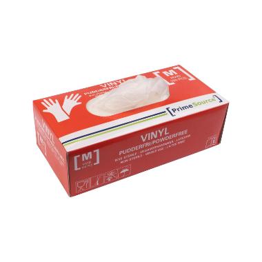 Engangshandske, M, Hvid, Vinyl, pudderfri (100stk) Primesource