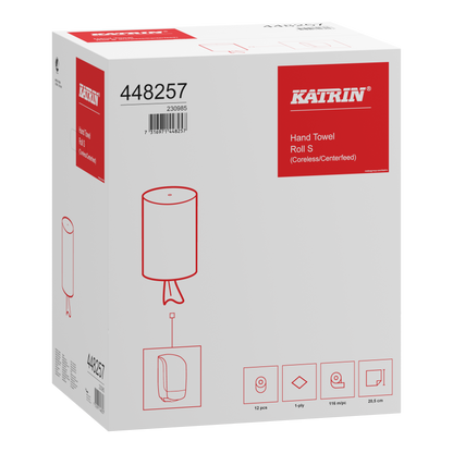 Håndklæderulle Katrin S – 1-lag, 205 mm x 116 m, uden hylse, uperforeret, 12 rl./krt.