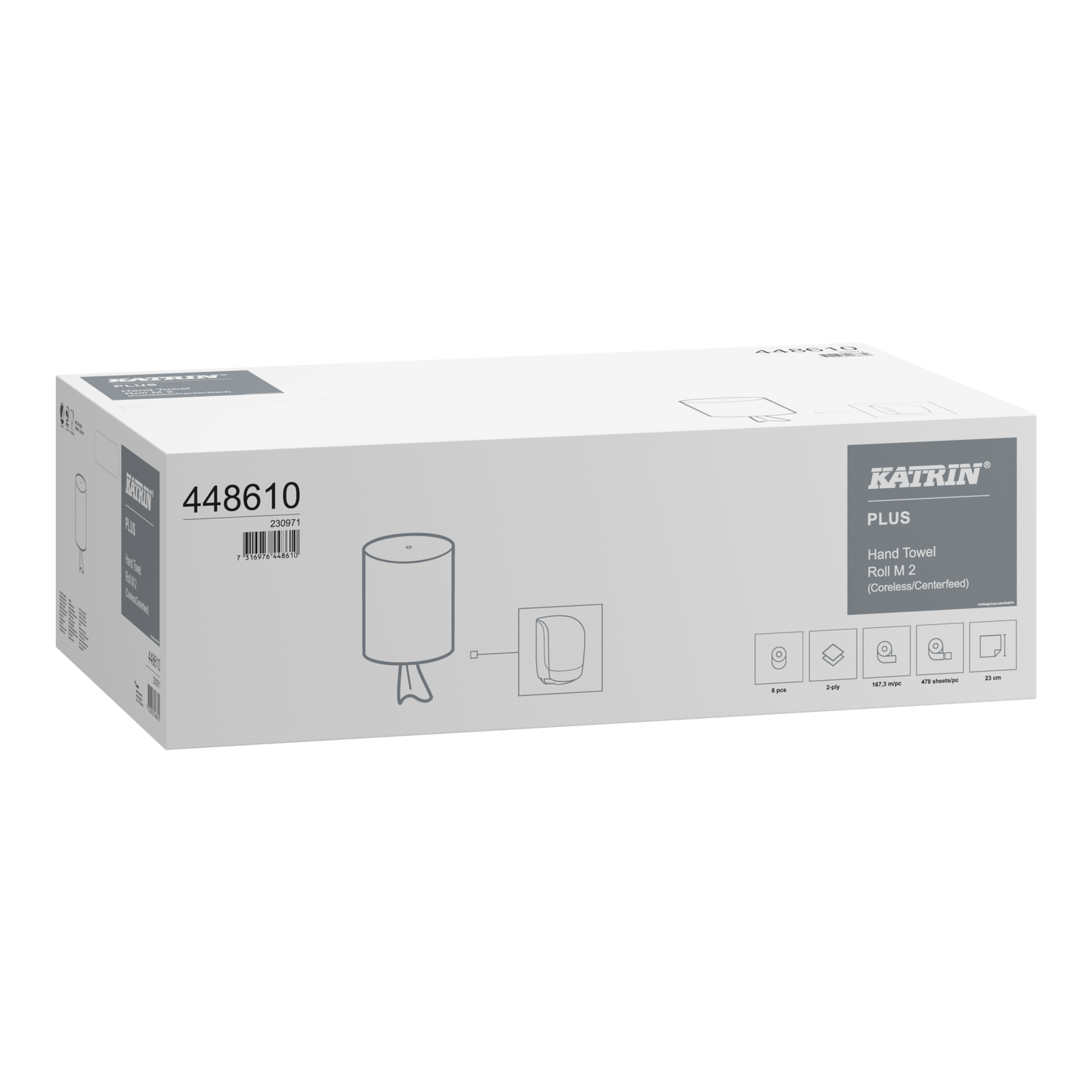 Håndklæderulle Katrin Plus M2 2-lag 167 m uden Hylse Perforeret,6 rl/krt