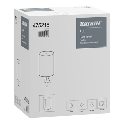 Håndklæderulle Katrin Plus S 1-lag 20.5 cm x110 m Uperforeret Hvid,12 rl/krt