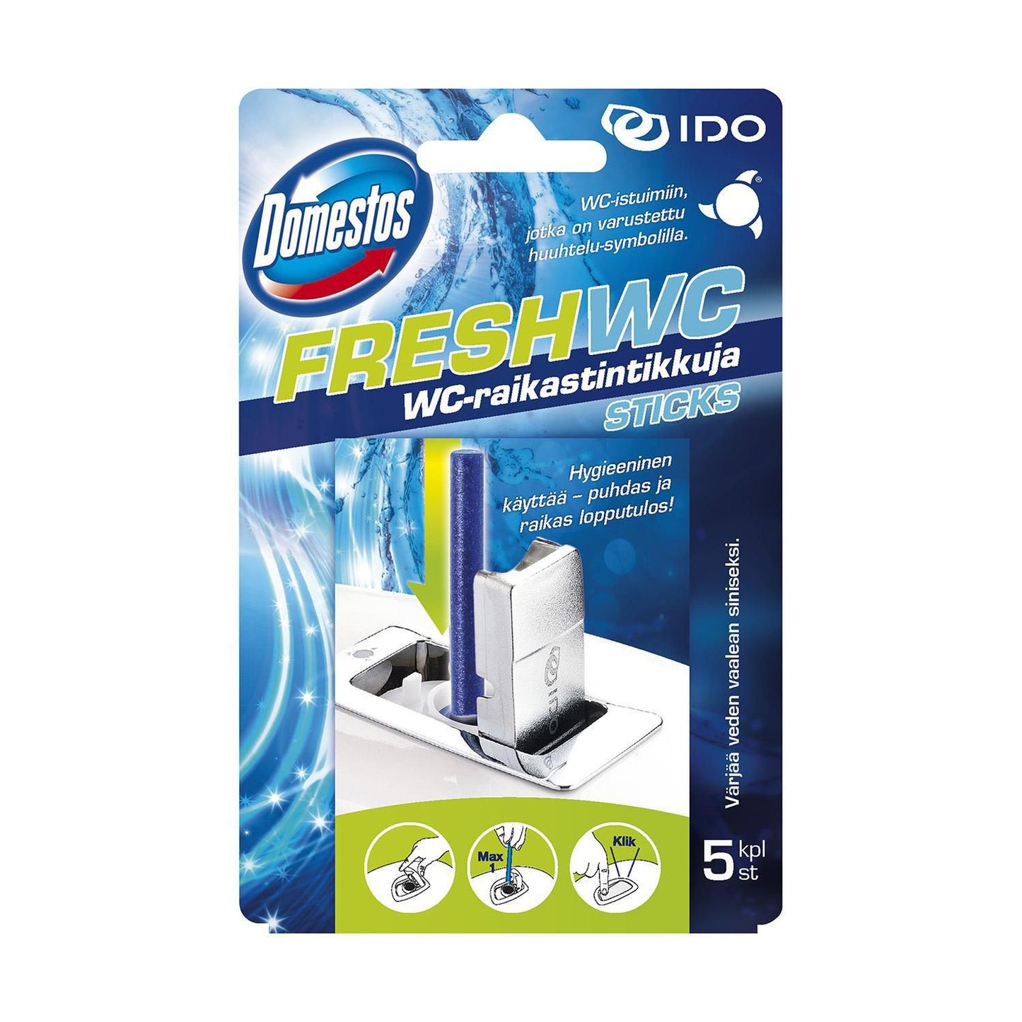 Luftfrisker/Toiletfrisker Domestos WC Sticks Ocean Fresh med Parfume til IFÖ WC,5 stk/pk
