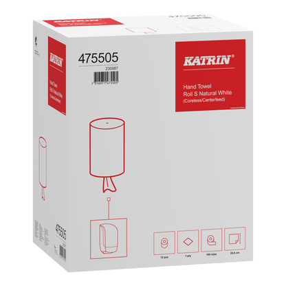 Håndklæderulle Katrin S Mini 1-lag 100 m uden Hylse Uperforeret Natur,12 rl/krt