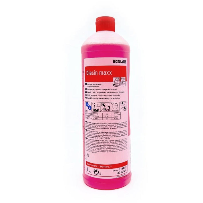 Rengøring/Desinfektion Diesin Maxx 1ltr Surt Rengør/Fjerner kalk/Desinficerer,1 Ltr/fl