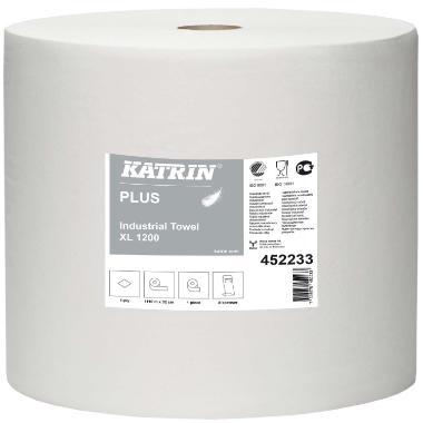 Aftørringsrulle Industri Katrin Plus 1-lag Ø37cm B32cmxL1110m Nyfiber Hvid,1 Rl