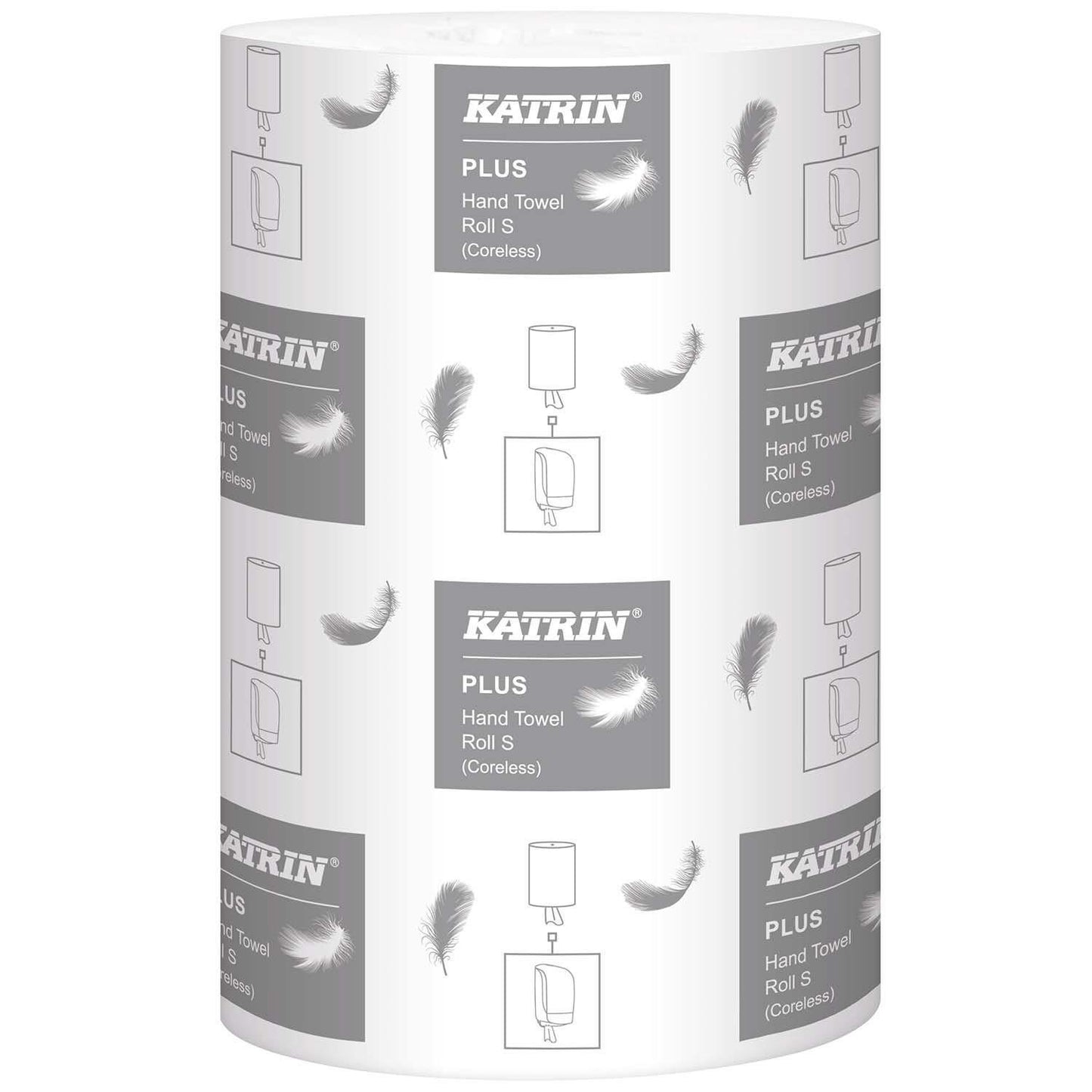 Håndklæderulle Katrin Plus S 2-lag Ø13xB20.5cmxL60m U/Hylse Nyfiber Hvid,12 rl/krt