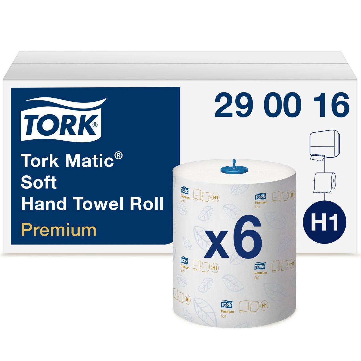 Håndklæderulle Tork Matic Premium H1 System 2-lag Ø19xB21cmxL100m Nyfiber Hvid,6 rl/krt
