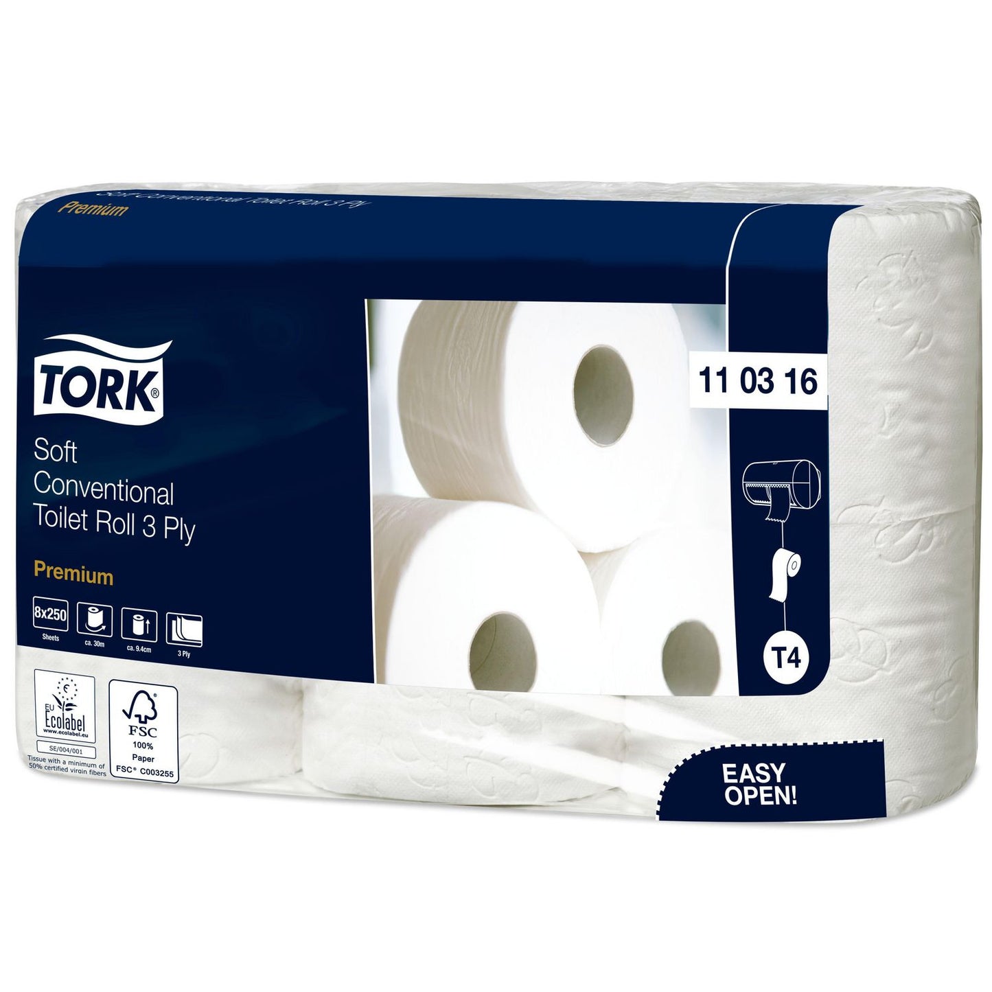 Toiletpapir Tork Premium T4 Ekstra soft 3-lag 27.45m,9 pk x 8 rl/krt