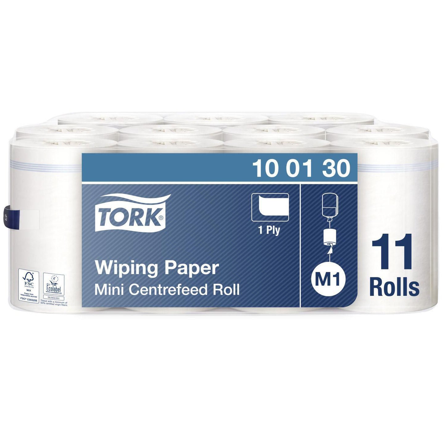 Håndklæderulle Tork Standard Mini M1 1-lag Ø14xB21.5cmxL120m U/Hylse Mix Hvid,11 rl/krt