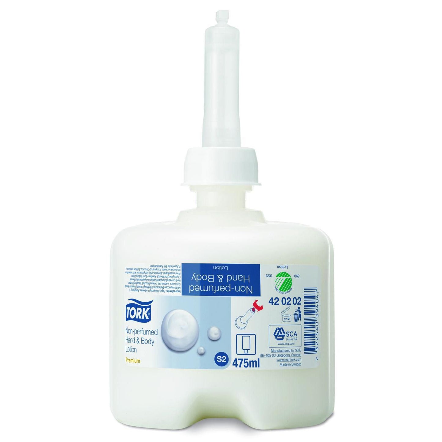 Hudcreme Tork Premium Lotion Hand & Body 475ml Svanemærket u Parfume til S2 disp,475 Ml/fl