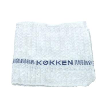 Karklud 40x40 cm Hvid med blå tekst til køkken,stk