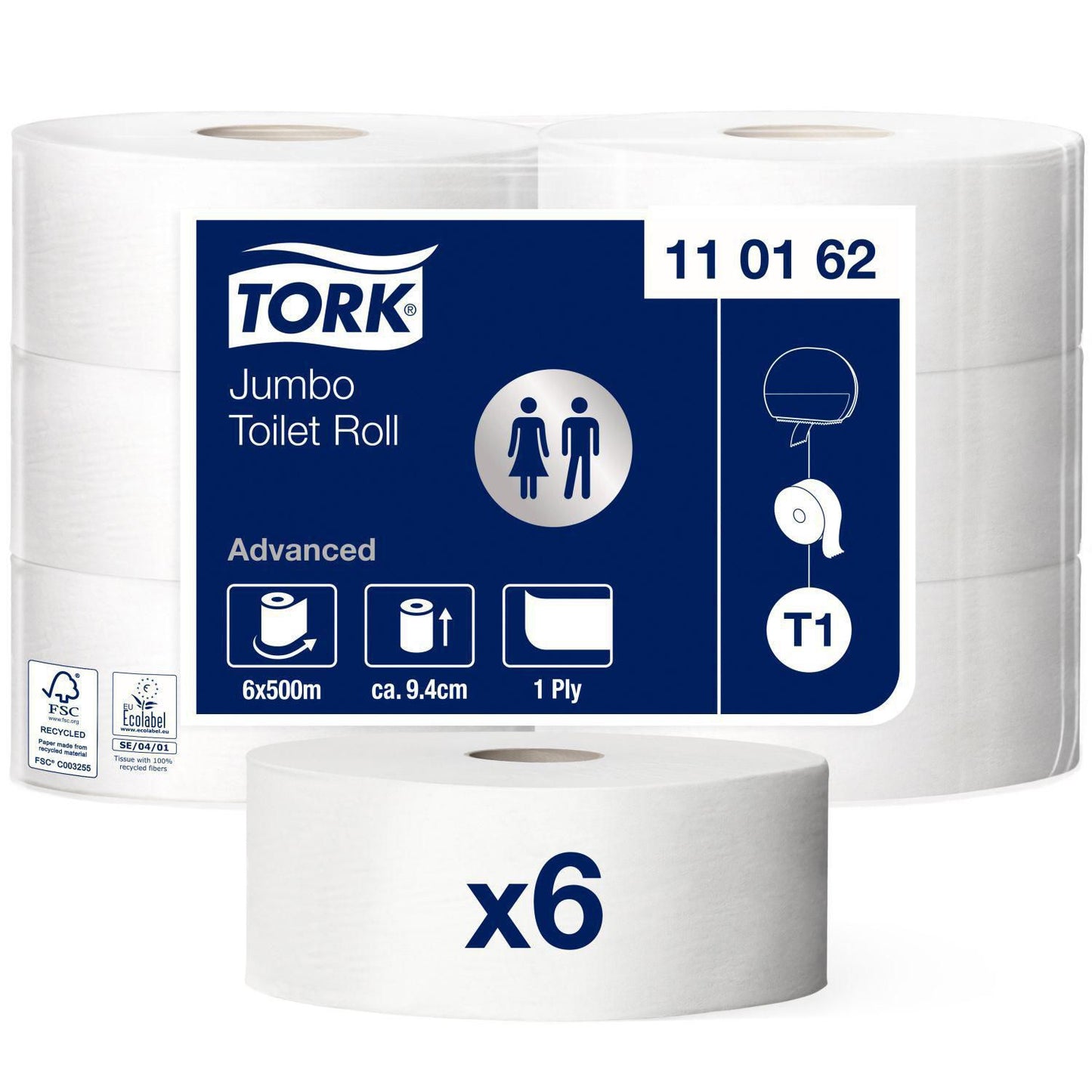 Toiletpapir Tork Advanced Jumbo T1 1-lag Ø26cm 500m,6 rl/krt